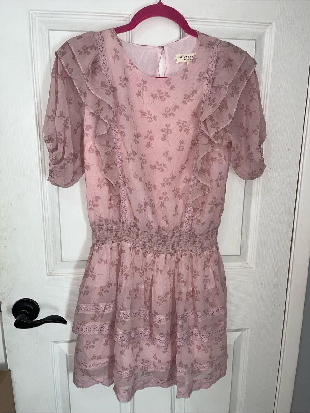 saltwater LUXE Dusty Pink Floral Ruffle Dress